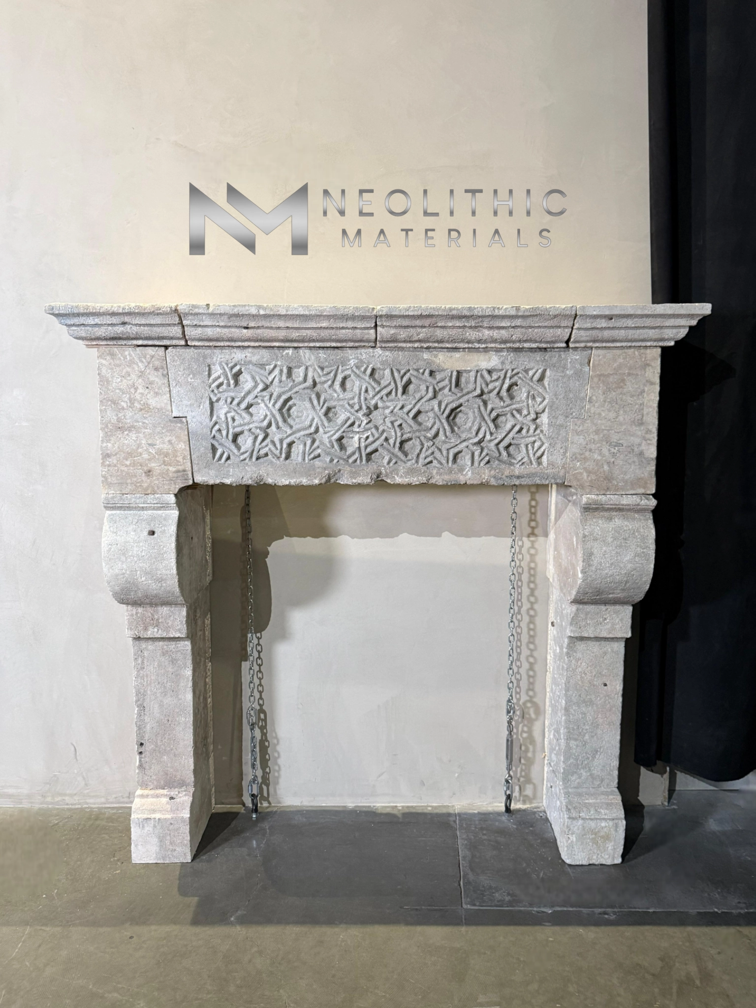 Reclaimed Limestone Fireplace - Image 1
